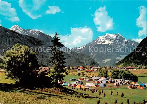 AK / Ansichtskarte Mayrhofen_Zillertal_AT Campingplatz Mayrhofen mit Tristner und Gruenberg Panorama 