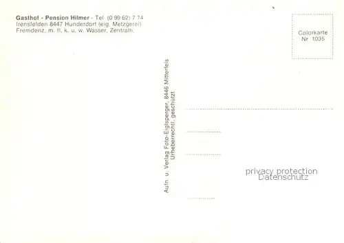 AK / Ansichtskarte Irensfelden_Hunderdorf Panorama Gastraum Irensfelden Hunderdorf