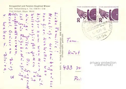 AK / Ansichtskarte Heitzelsberg Berggasthof und Pension Siegfried Wieser Heitzelsberg