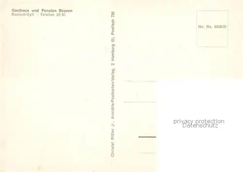 AK / Ansichtskarte Rantum_Sylt Gasthaus Pension Boysen Rantum Sylt