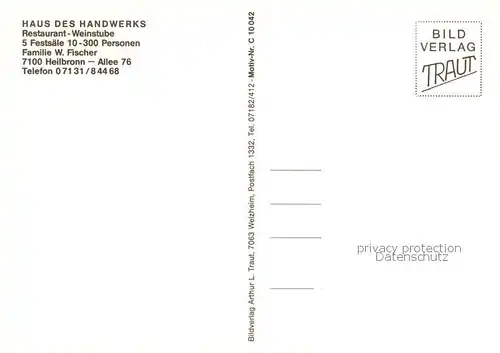 AK / Ansichtskarte Heilbronn_Neckar Haus des Handwerks Restaurant Weinstube Heilbronn Neckar