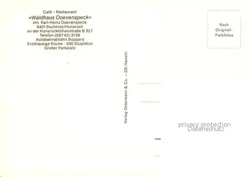 AK / Ansichtskarte Buchholz_Hunsrueck Cafe Restaurant Waldhaus Doevenspeck Gastraeume Buchholz Hunsrueck
