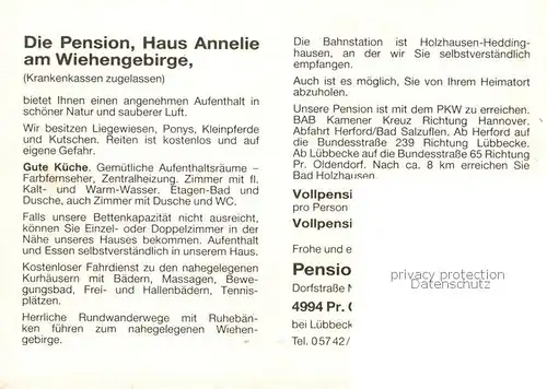 AK / Ansichtskarte Bad_Holzhausen_Luebbecke Pension Haus Annelie am Wiehengebirge Garten Brunnen Bad_Holzhausen_Luebbecke
