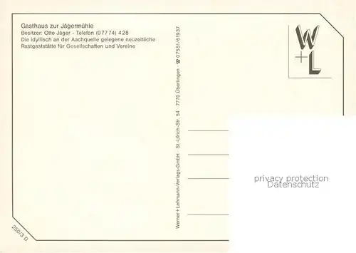 AK / Ansichtskarte Aach__Hegau Aachquelle Gasthaus zur Jaegermuehle Gastraum 