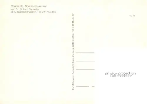 AK / Ansichtskarte Neumuehle_Visbek Neumuehle Speiserestaurant Neumuehle_Visbek