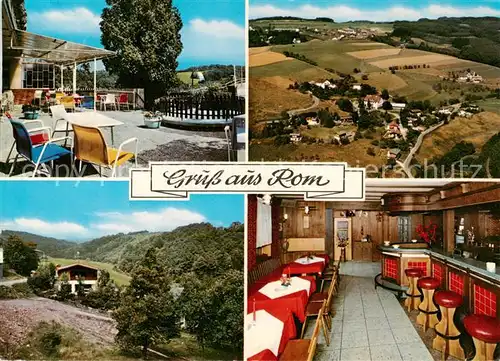 AK / Ansichtskarte Rom_Morsbach Hotel zum Roemertal Terrasse Fliegeraufnahme Panorama Gaststube mit Bar Rom_Morsbach