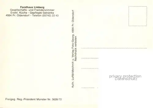 AK / Ansichtskarte Preussisch Oldendorf Forsthaus Limberg Fliegeraufnahme 