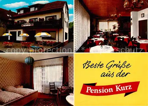 AK / Ansichtskarte Rengshausen_Knuellwald Pension Kurz Terrasse Gaststube Zimmer Rengshausen Knuellwald