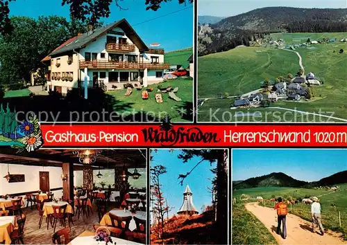 AK / Ansichtskarte Herrenschwand_Todtnau Gasthaus Pension Waldfrieden Panorama Gastraum Turm  