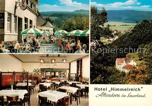 AK / Ansichtskarte Attendorn Hotel Himmelreich Terrasse Gaststube Panorama Attendorn