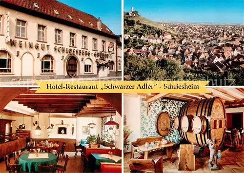 AK / Ansichtskarte Schriesheim Hotel Restaurant Schwarzer Adler Gaststube Weinfass Panorama Schriesheim