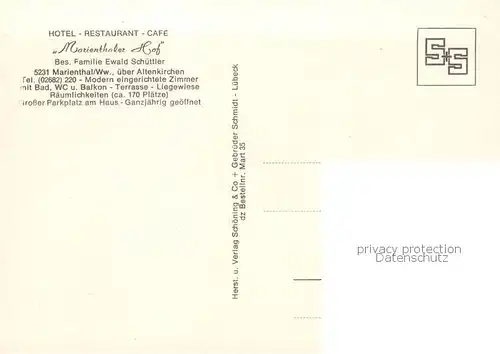 AK / Ansichtskarte Marienthal_Westerwald Hotel Restaurant Cafe Marienthal_Westerwald