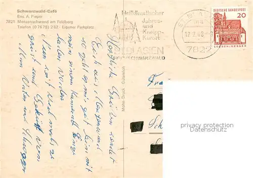 AK / Ansichtskarte Menzenschwand Schwarzwald Cafe Menzenschwand