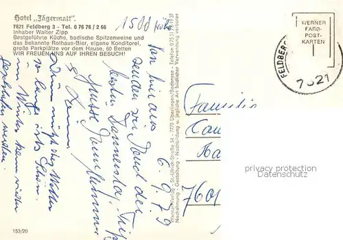 AK / Ansichtskarte Feldberg_1450m_Schwarzwald Hotel Jaegermatt Gastraeume Zimmer 