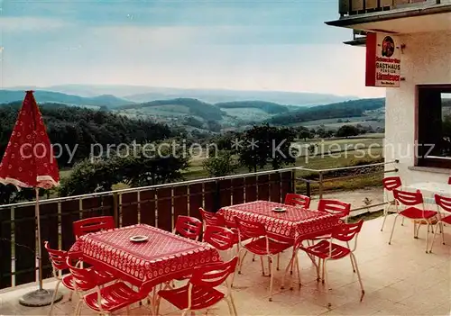 AK / Ansichtskarte Rohrbach_Reichelsheim Gasthaus Pension Zum Laermfeuer Terrasse Rohrbach Reichelsheim