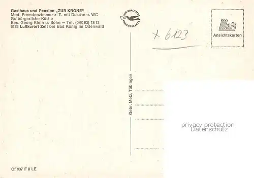AK / Ansichtskarte Zell_Odenwald Gasthaus und Pension Zur Krone Zell Odenwald