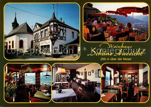 AK / Ansichtskarte Starkenburg Weinhaus Schoene Aussicht Terrasse Gastraeume Starkenburg