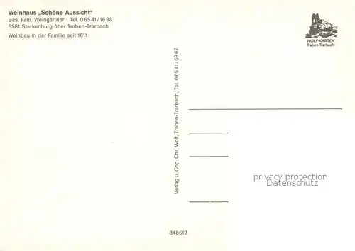 AK / Ansichtskarte Starkenburg Weinhaus Schoene Aussicht Terrasse Gastraeume Starkenburg