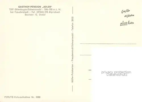 AK / Ansichtskarte Ehlenbogen Gasthof Pension Adler Gastraeume Speisesaal Ehlenbogen