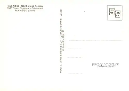 AK / Ansichtskarte Olpe__Stadt Haus Albus Gasthof und Pension Gastraeume 