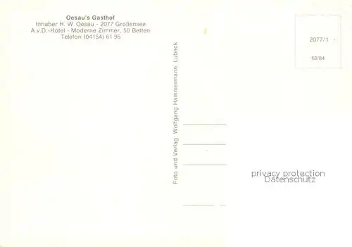 AK / Ansichtskarte Grossensee_Stormarn Oesaus Gasthof Gastraeume Seepartie Grossensee_Stormarn