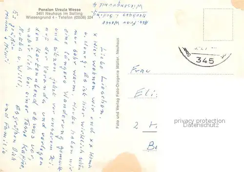 AK / Ansichtskarte Neuhaus_Solling Pension Ursula Wesse Neuhaus Solling