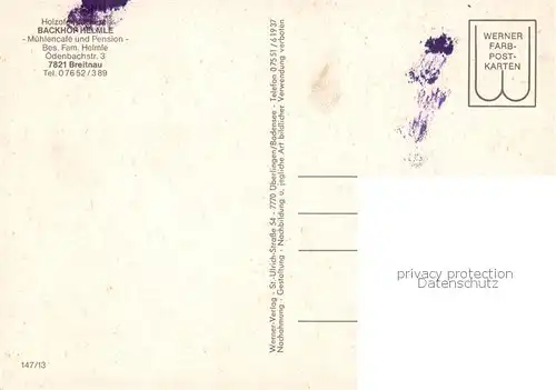 AK / Ansichtskarte Breitnau Cafe Pension Backhof Helmle Gastraeume Zimmer Breitnau