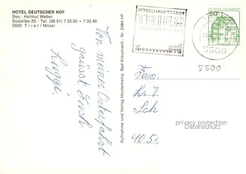 AK / Ansichtskarte Trier Hotel Deutscher Hof Gastraeume Bar Trier