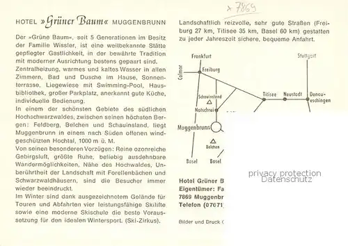 AK / Ansichtskarte Muggenbrunn Hotel Gruener Baum Gaststuben Terrasse Muggenbrunn