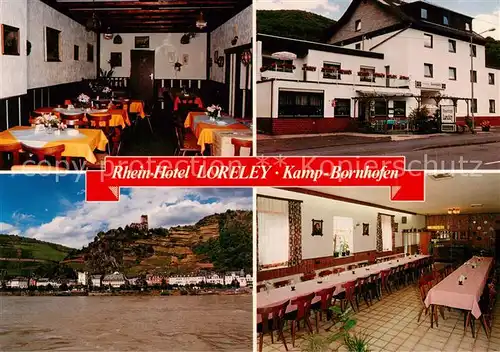 AK / Ansichtskarte Kamp Bornhofen_Rhein Rhein Hotel Loreley Gaststube Speisesaal Panorama 