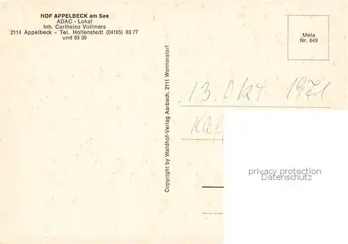 AK / Ansichtskarte Appelbeck Hof Appelbeck am See Appelbeck
