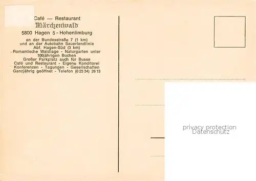 AK / Ansichtskarte Hohenlimburg Cafe Restaurant Maerchenwald Hohenlimburg