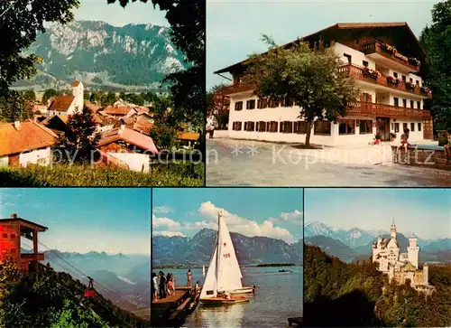 AK / Ansichtskarte 73844826 Schwangau Hotel Berghof Panorama Seilbahn Segelpartie Schloss Neuschwanstein Schwangau