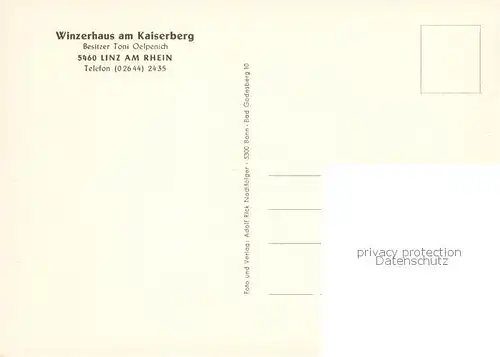AK / Ansichtskarte 73844831 Linz_Rhein Winzerhaus am Kaiserberg Terrasse Teilansichten Linz_Rhein