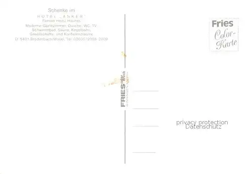 AK / Ansichtskarte  Brodenbach_Mosel Schenke im Hotel Anker 