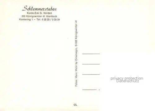 AK / Ansichtskarte 73844843 Koenigswinter_Rhein Schlemmerstuben im Kante Eck Gastraeume 