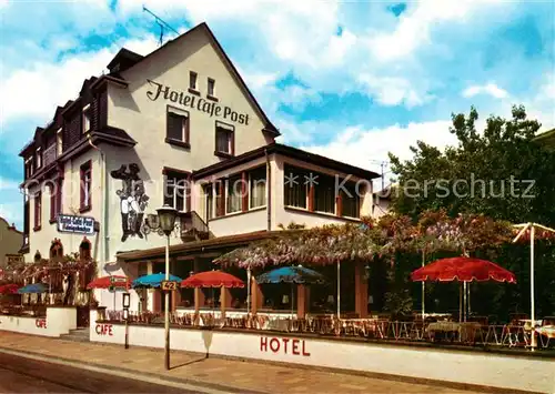 AK / Ansichtskarte 73844889 Assmannshausen_Rhein Hotel Cafe Post Rheinterrassen Assmannshausen Rhein