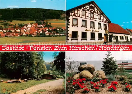 AK / Ansichtskarte  Hondingen Panorama Gasthof Pension Zum Hirschen Waldweg Felsen Hondingen