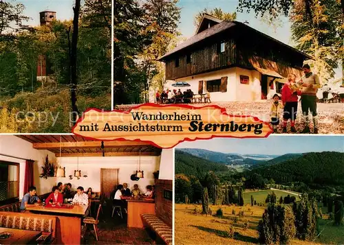 AK / Ansichtskarte  Gomadingen Wanderheim mit Aussichtsturm Sternberg Gaststube Panorama Gomadingen