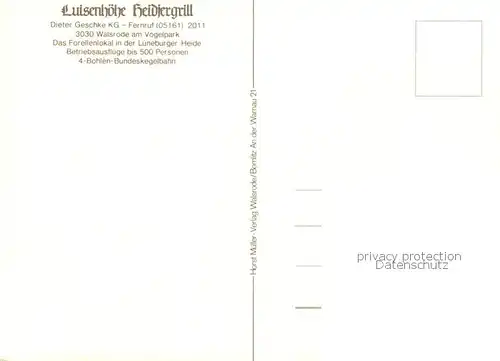 AK / Ansichtskarte  Walsrode_Lueneburger_Heide Restaurant Luisenhoehe Heidjergrill Eingang Gastraeume Speisesaal Walsrode_Lueneburger_Heide