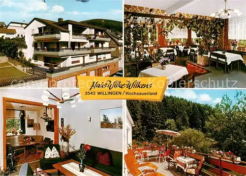 AK / Ansichtskarte 73844942 Willingen_Sauerland Haus Wilke Wilkens Gastraeume Terrasse Willingen_Sauerland