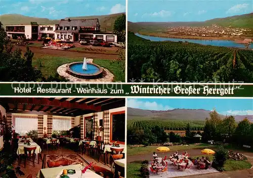 AK / Ansichtskarte 73844954 Wintrich Hotel Restaurant Weinhaus zum Wintricher Grosser Herrgott Gaststube Terrasse Panorama Wintrich
