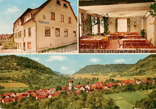 AK / Ansichtskarte  Unterboehringen_Bad_ueberkingen Gasthof Metzgerei Krone Gaststube Panorama 