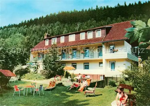 AK / Ansichtskarte 73844997 Wildemann_Harz Haus Vogelsang Hotel Cafe Restaurant Liegewiese 
