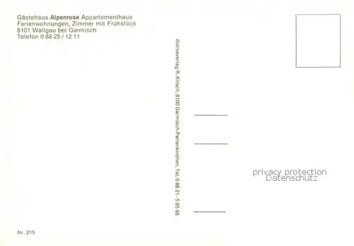 AK / Ansichtskarte  Wallgau Gaestehaus Alpenrose Appartementhaus Wallgau