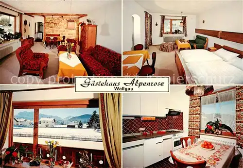 AK / Ansichtskarte  Wallgau Gaestehaus Alpenrose Zimmer Gastraeume Wallgau