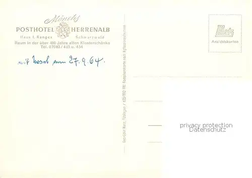 AK / Ansichtskarte  Herrenalb_Schwarzwald Moenchs Posthotel Herrenalb 