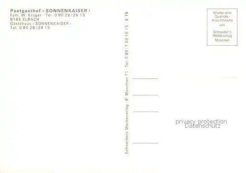AK / Ansichtskarte 73845040 Elbach_Miesbach Postgasthof Sonnenkaiser mit Gaestehaus Sonnenkaiser Elbach Miesbach