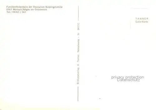 AK / Ansichtskarte  Wertach Familienferienheim der Deutschen Kolpingfamilie Wertach