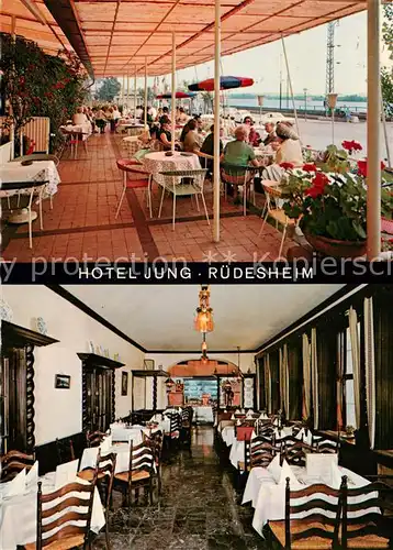 AK / Ansichtskarte  Ruedesheim_am_Rhein Hotel Jung Terrasse Gastraum 